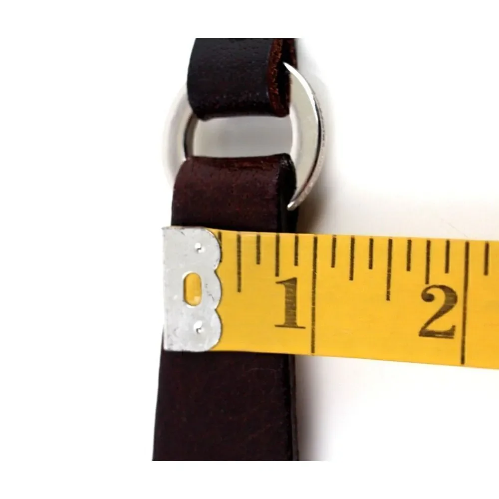 SKINNY STUDS WOVEN BROWN REAL LEATHER 5/8